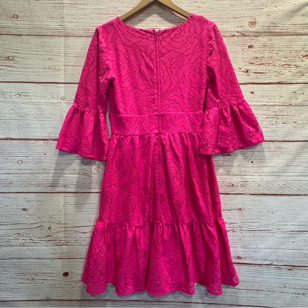 Lilly Pulitzer Cecelia Dress in Pink Tango Bungalow Blossom Lace Sz 8 - Picture 13 of 16